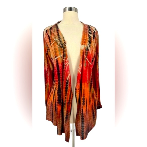 Chico's Vibrant Red and Orange 🍊 Open Cardigan - Picture 2 of 6